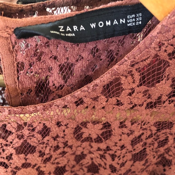 ZARA brown lace midi dress - Picture 3 of 5